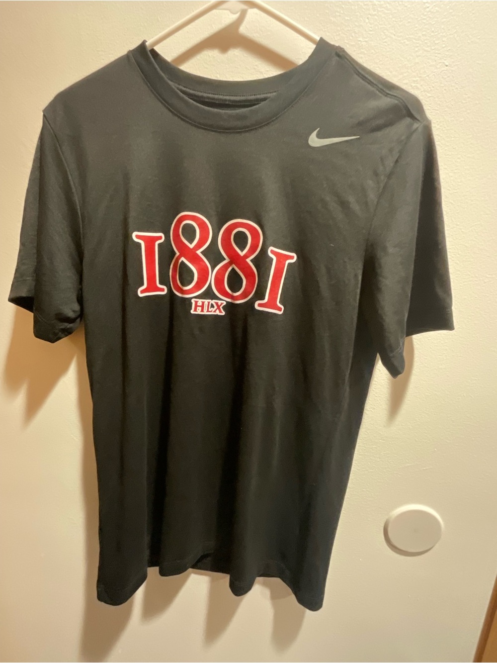 Nike Black Short-Sleeve Harvard Tee with Red 1881 Graphic